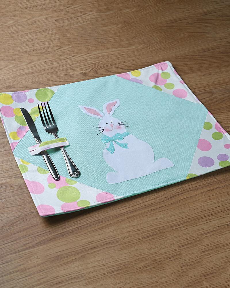 

Easter Bunny Polka Dot Print Placemat Tablecloth, Blue