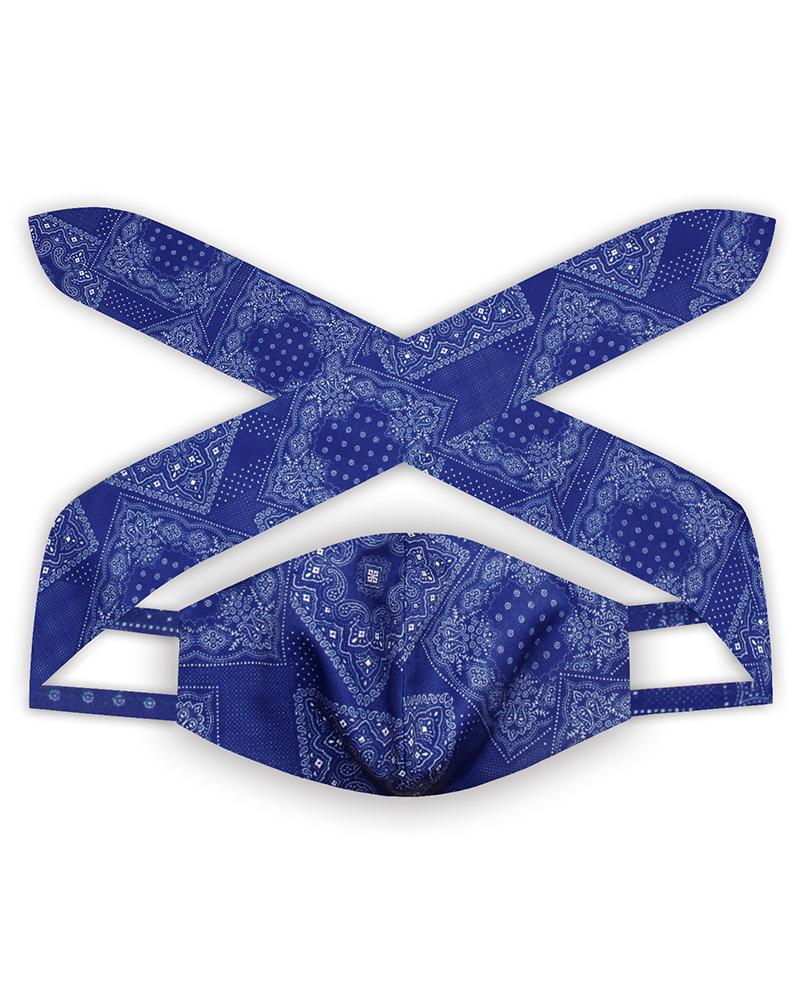 

Paisley Print Hairband Breathable Face Mask, Blue