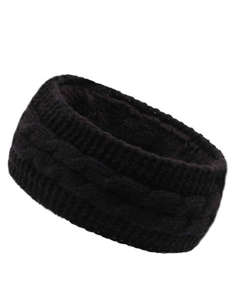 

Winter Ear Warmer Fleece Lined Cable Knit Headband Crochet Head Wrap Ear Band Covers Christmas Gift, Black