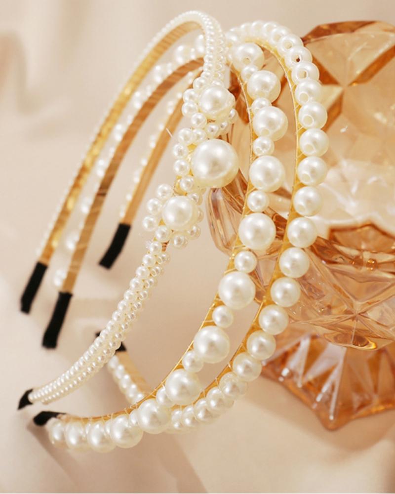 

1pc Faux Pearls Decor Hair Hoop, Style1