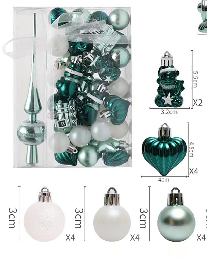 

34pcs Christmas Ball Christmas Ornaments Set Decorations For Xmas Tree Balls, Green