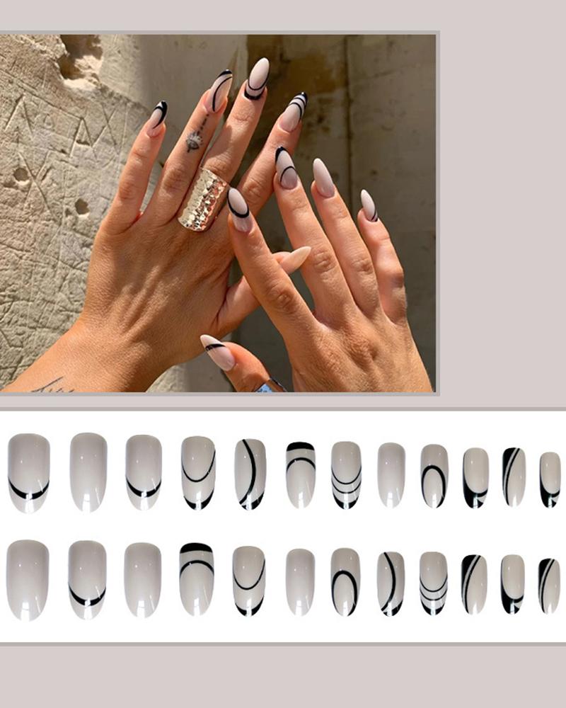 

24pcs Plants Press On Stiletto Almond Fake Nails Set With Glue, Style3