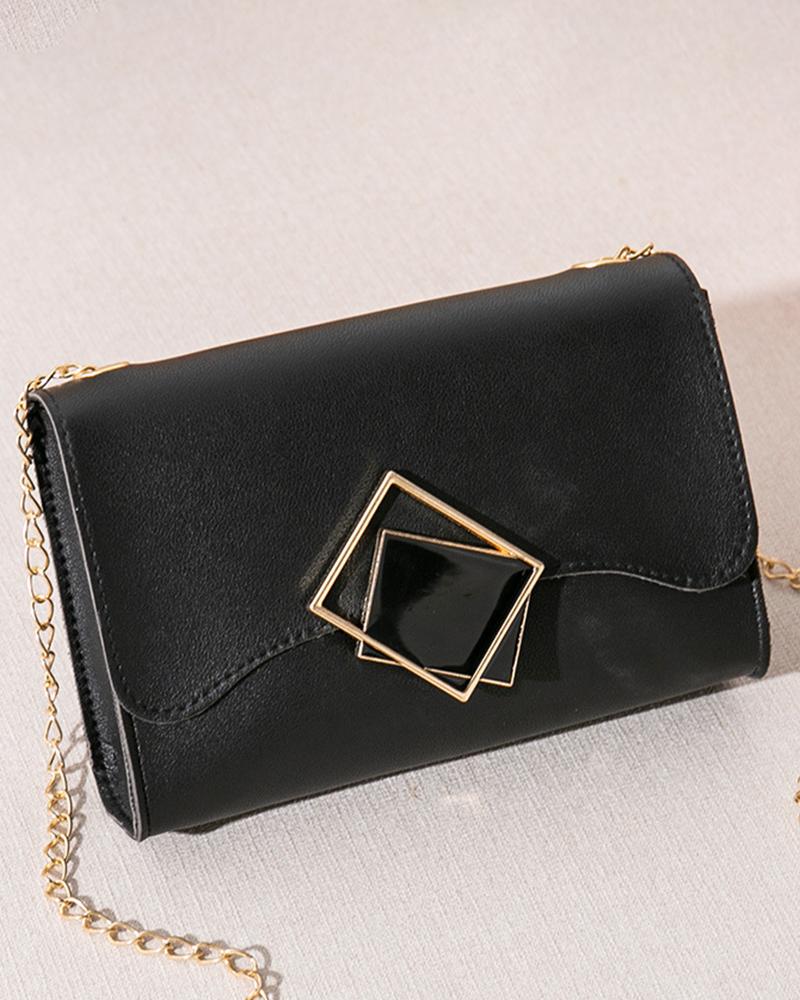 

Square Magnet Lock Crossbody Phone Bag, Black