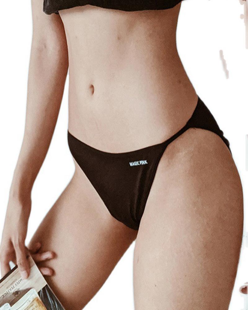 

Letter Print Skinny Low Waist Panties, Black