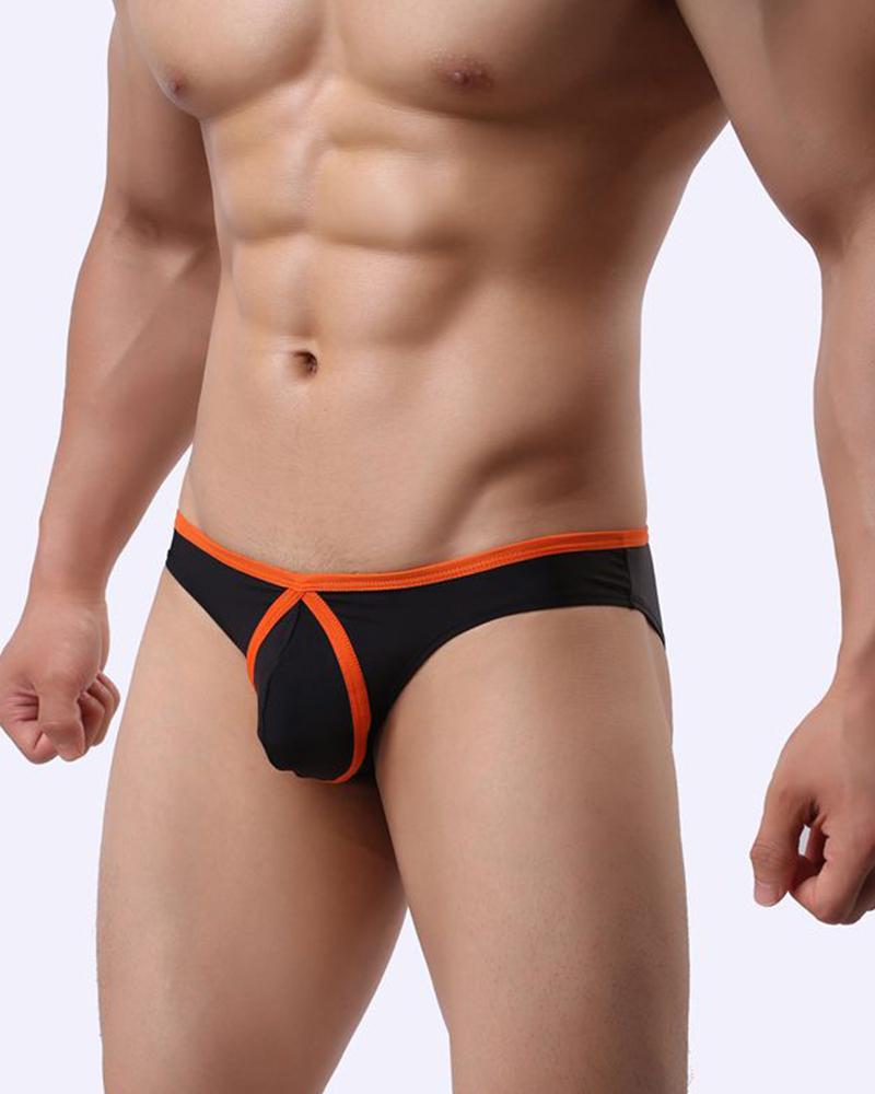 

Color Border Slim High Elastic Panties Underwear, Orange