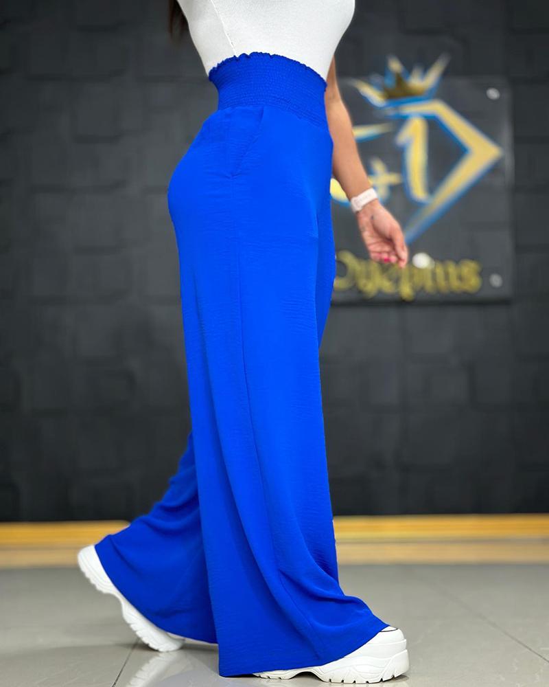 

High Waist Wide Leg Pants, Blue