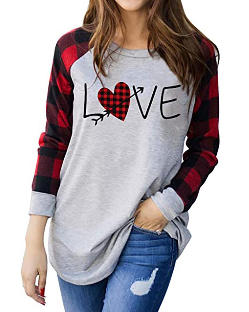 

Heart Print Plaid Valentine Tee, White