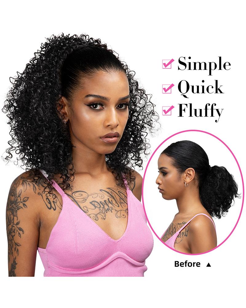 

Curly Hair Extension Clip Synthetic Afro Curly Ponytail Hairpieces, Style1