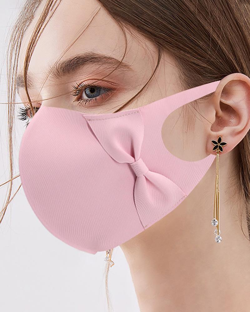 

Washable & Breathable Face Mask Bowknot Design Sun Protection Dustproof Face Cover, Pink