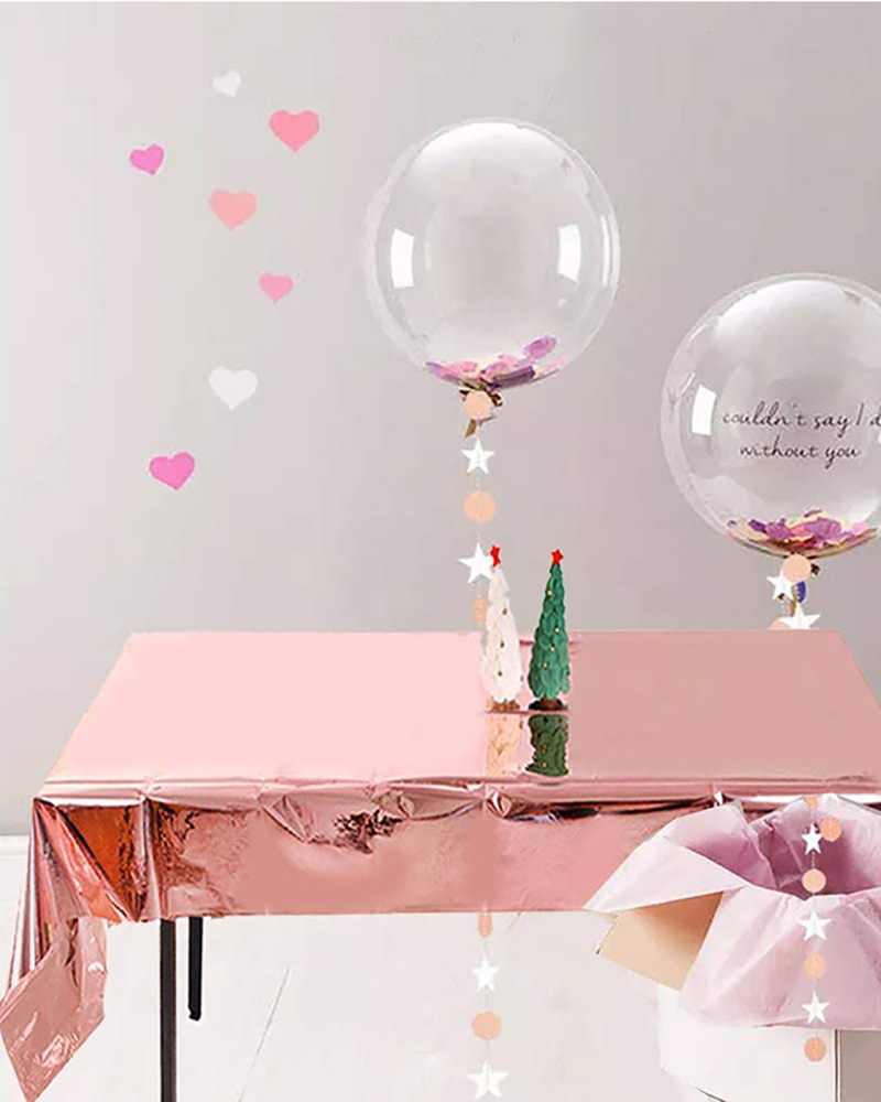 

PET Rose Gold Themed Party Tablecloth Ornament Disposable Table Cover