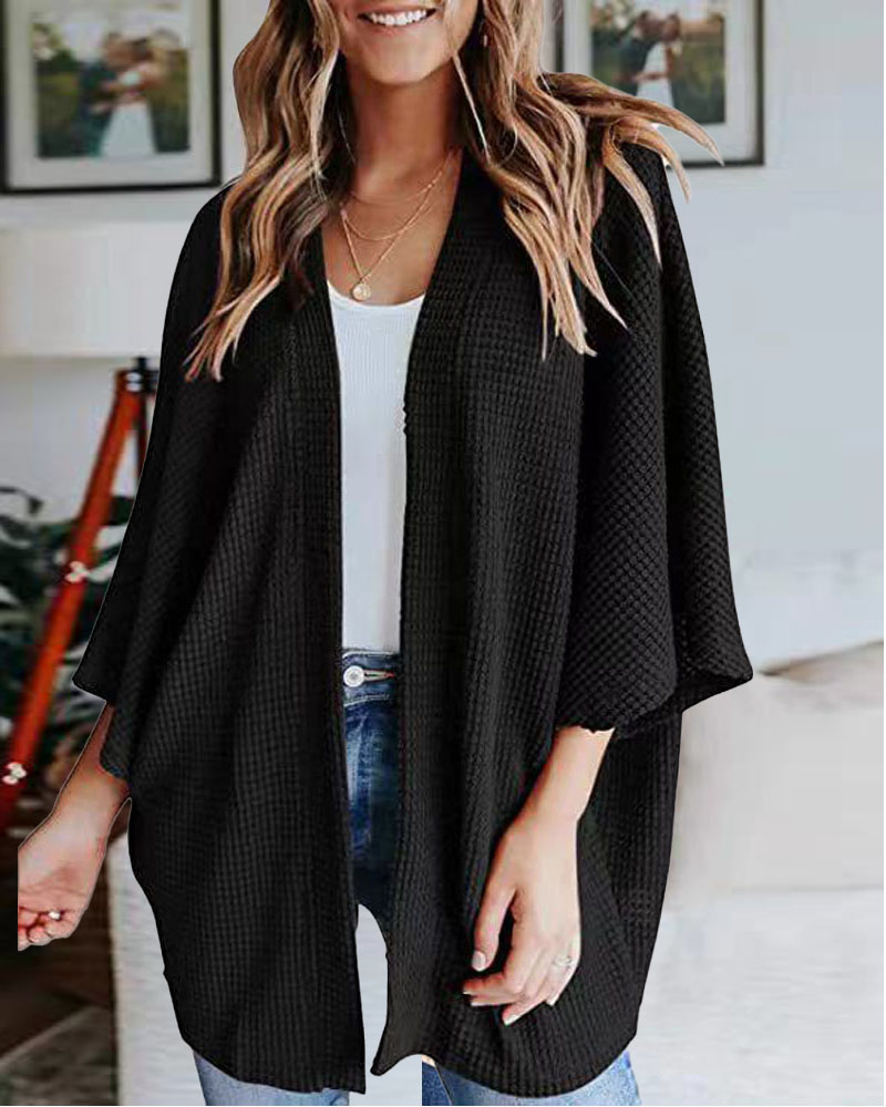 

Bell Sleeve Open Front Cardigan, Black