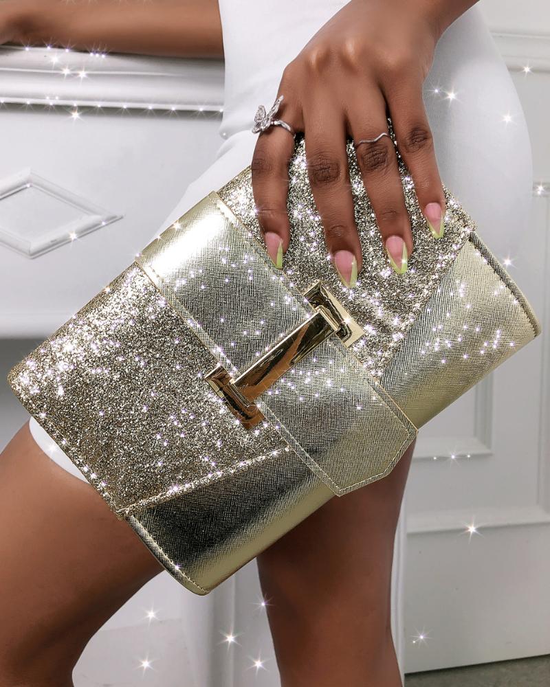 

Allover Rhinestone Flap Chain Bag Evening Handbags, Silver