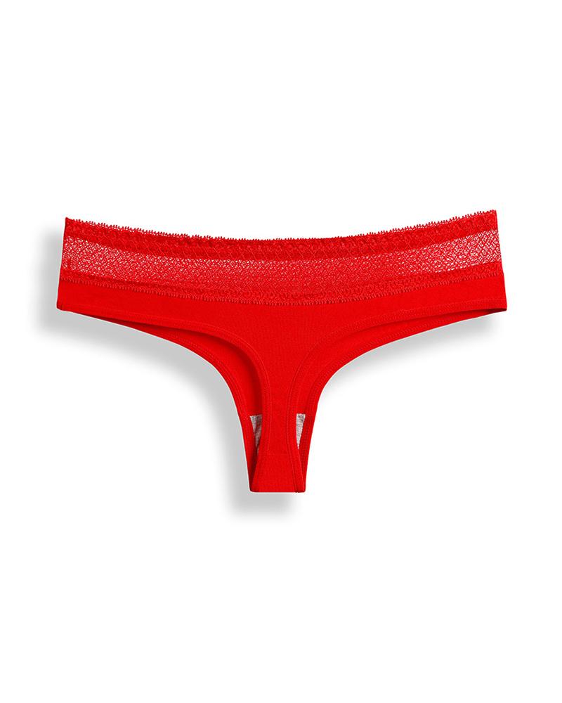 

Low Waist Hollow Out Lace Panty, Red