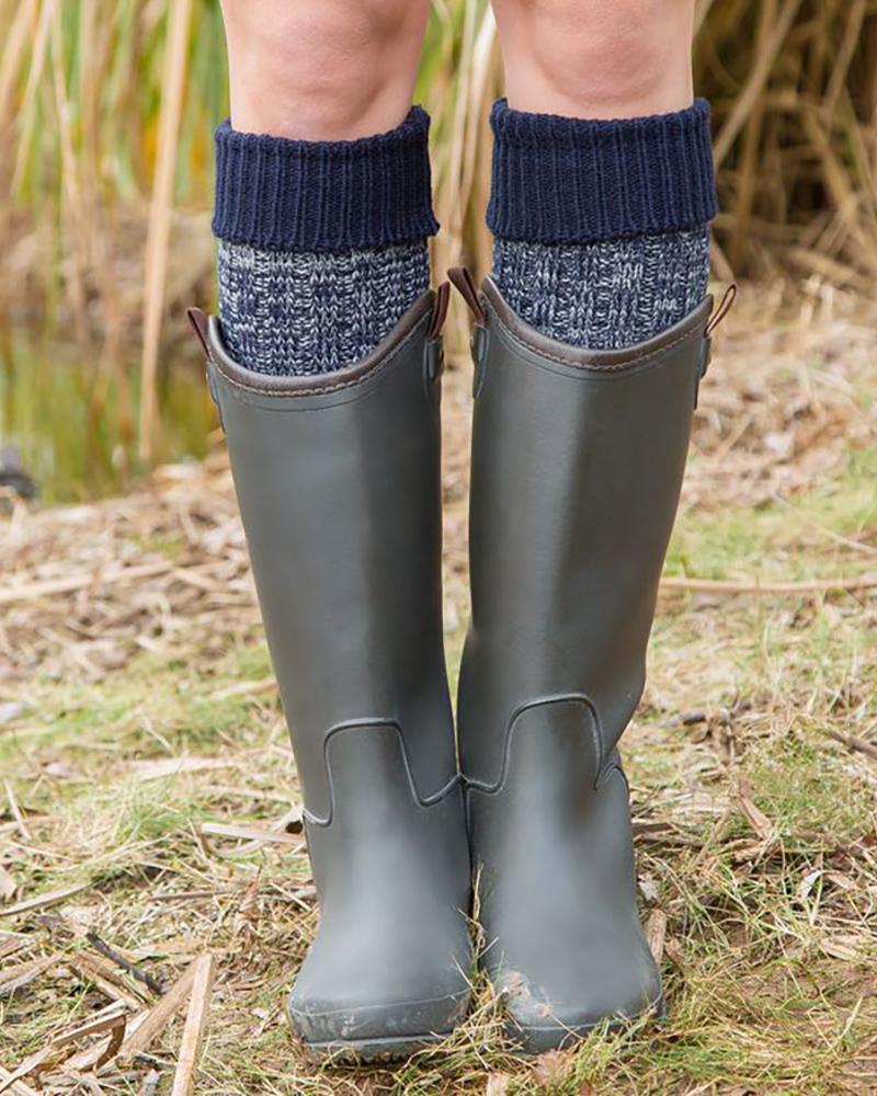 

1Pair Colorblock Over The Knee Winter Thermal Socks, Purplish blue