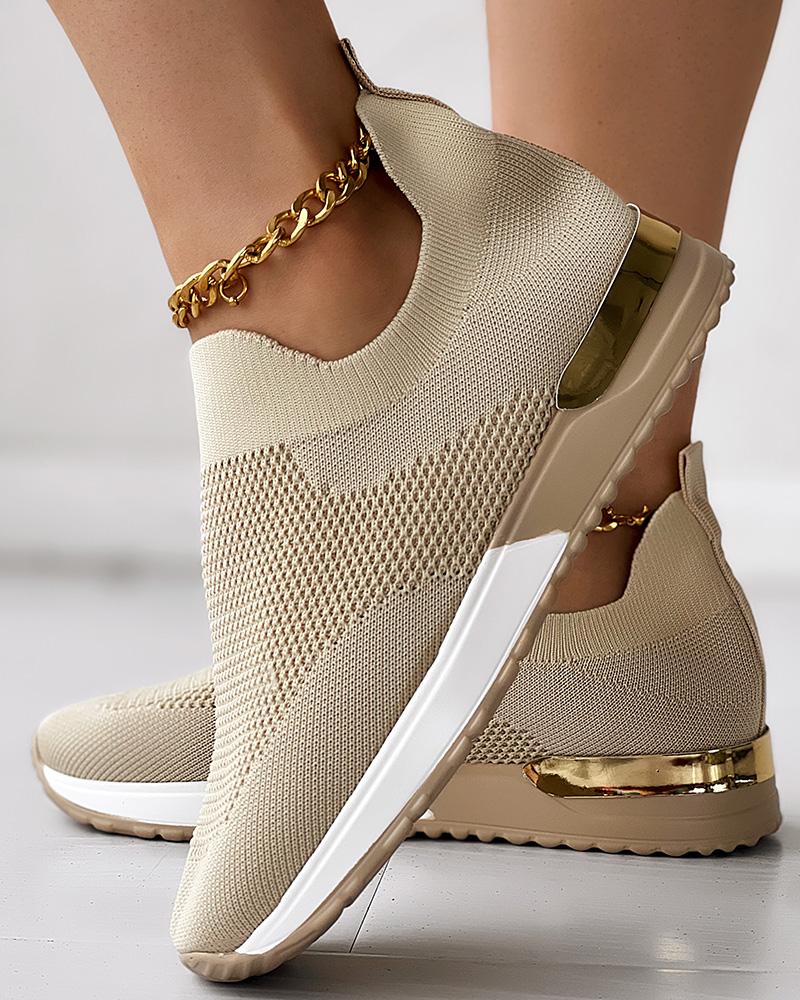 

Slip On Knit Sneakers, Apricot