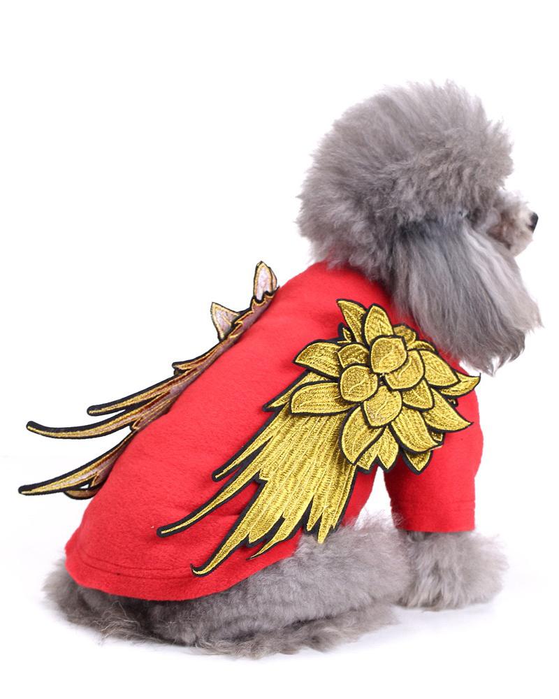 

Dog Clothes for Small Dogs Vest Two-Legs Shirt Angel Wings Embroidered Pet Costumes, Red