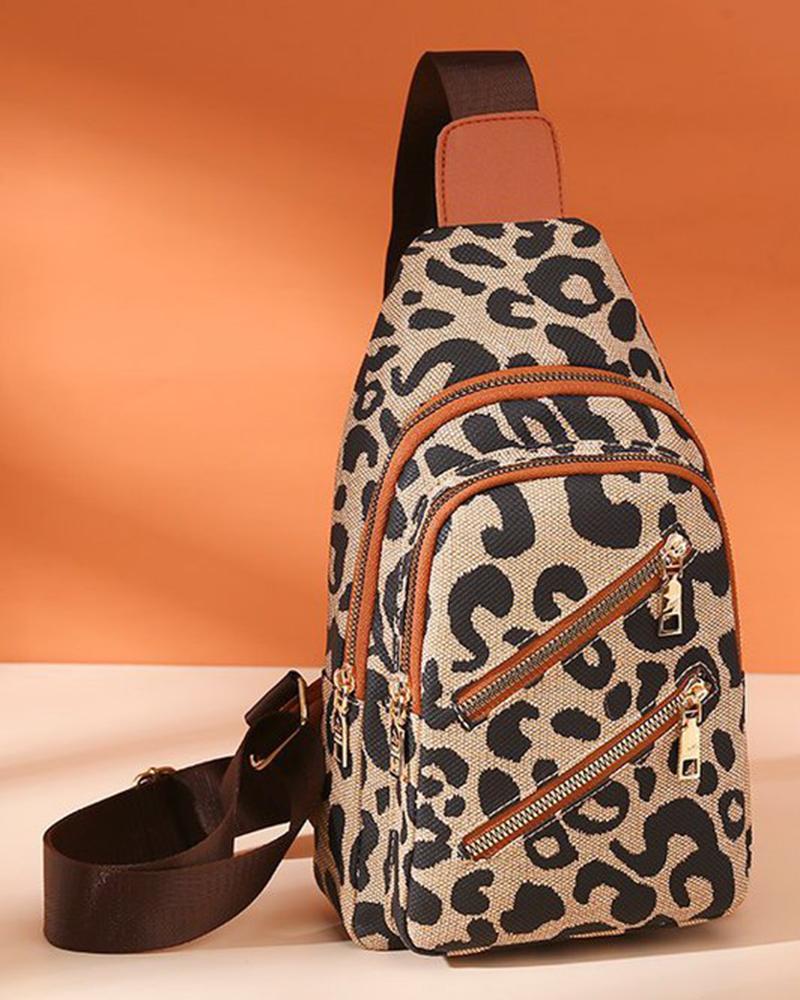 

Leopard Print Zipper Design Crossbody Bag, Style1