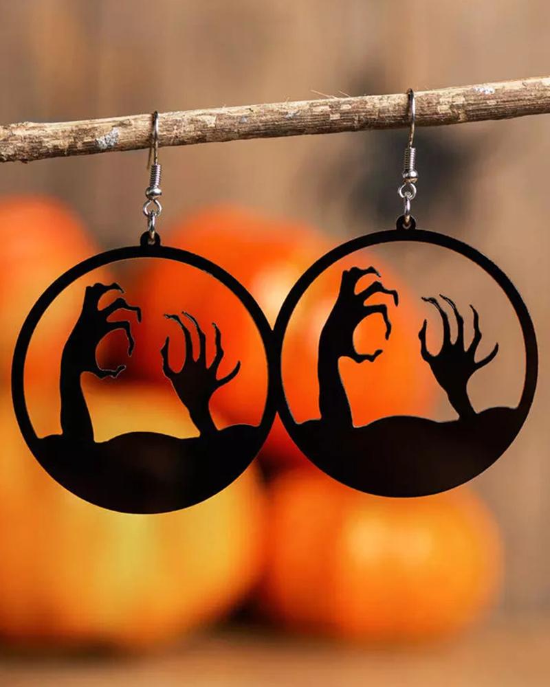 

1Pair Halloween Ghost Witch Silhouette Circle Earrings, Style1