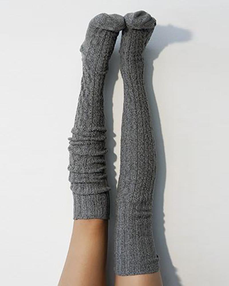 

Plain Over The Knee Socks, Dark grey