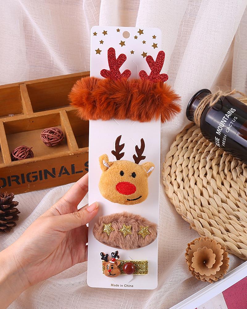 

Christmas Fuzzy Tree Hat Elk Brooches Hair Clip, Style2