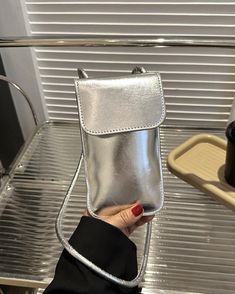 

Bolso bandolera para teléfono con solapa de moda, Silver