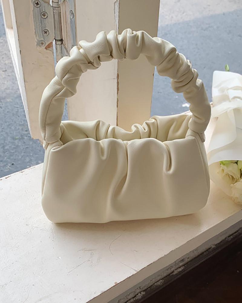 

Minimalist Ruched Baguette Bag, White
