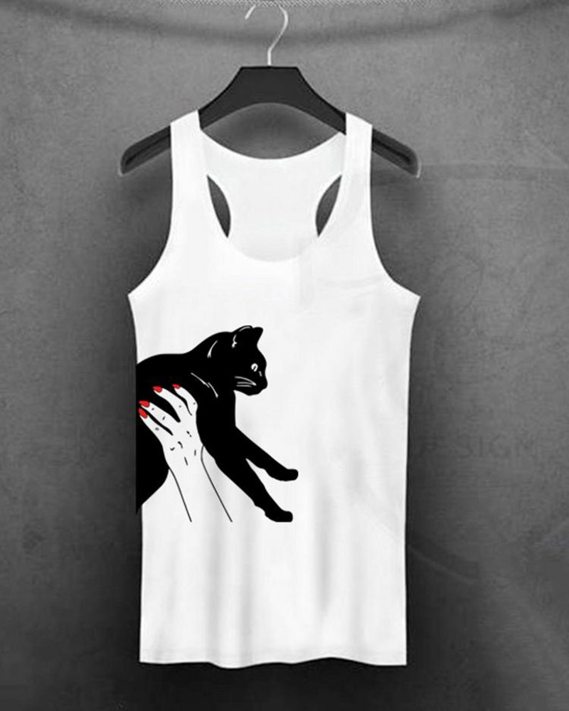 

Summer Women Funny Print Tank, White