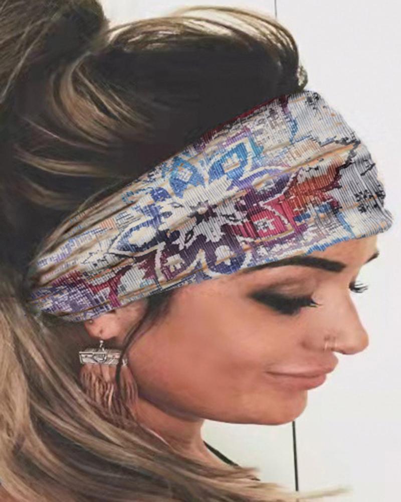 

Leopard Tie Dye Yoga Sports Headband, Beige