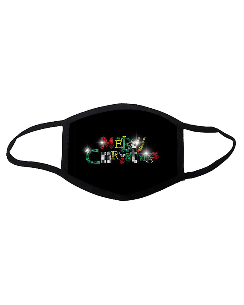 

Christmas Letter Pattern Studded Breathable Face Mask, Style10