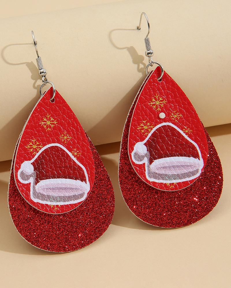 

1Pair Christmas Elk Glitter Water Drop Earrings, Style2