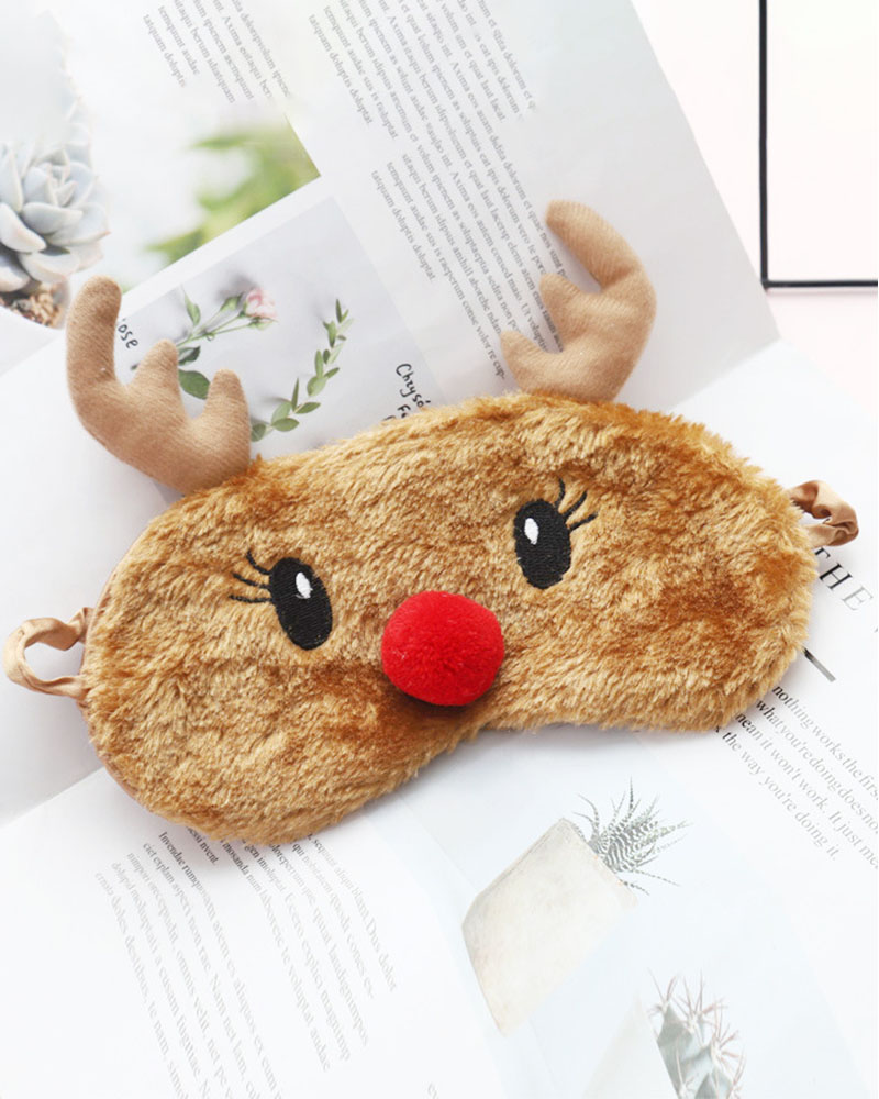 

Christmas Deer / Santa Pattern Plush Eye Mask, Style2