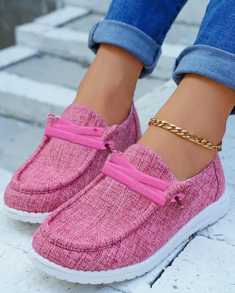 

Lace-up Square Toe Casual Loafers, Pink