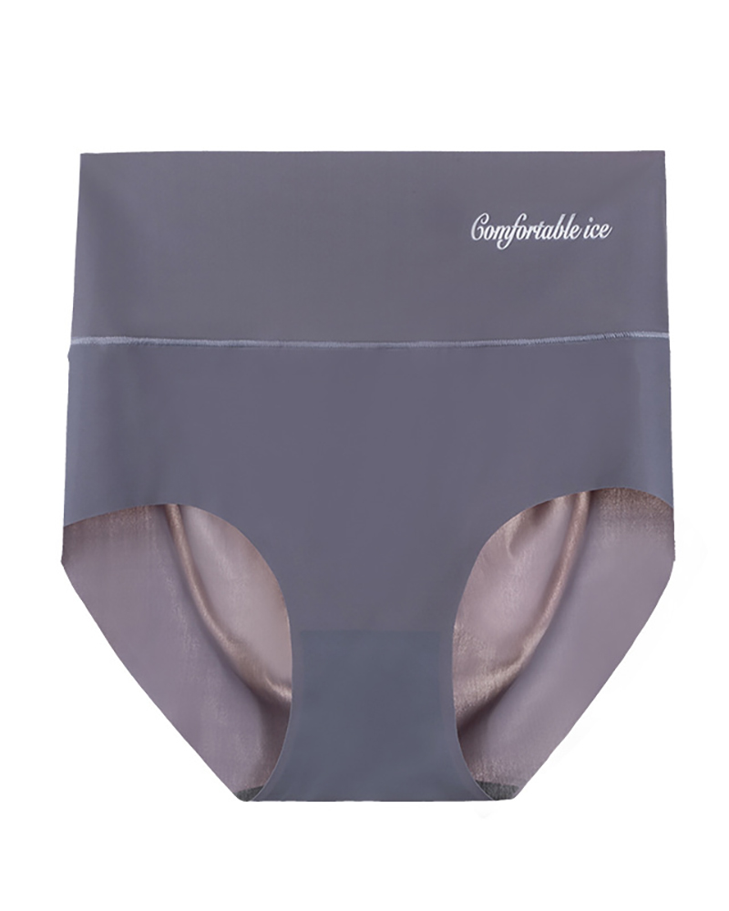 

Ice Silk Seamless Underpants High Waist Cooling Panty, Gray