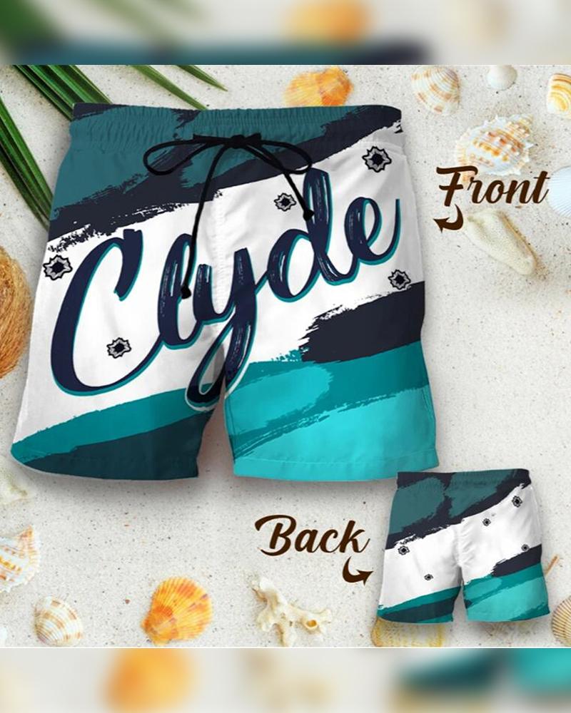 

Color Block 3D Letter Print Drawstring Short Pants, Multicolor