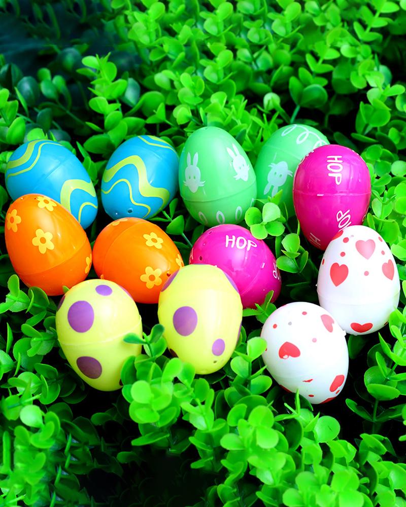 

12pcs Plastic Fillable Painted Easter Eggs Decoration, Multicolor