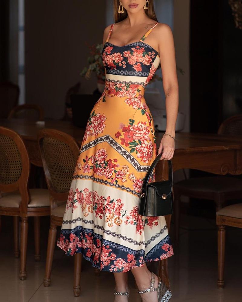 

Floral Print A-Line Cami Dress, Multicolor