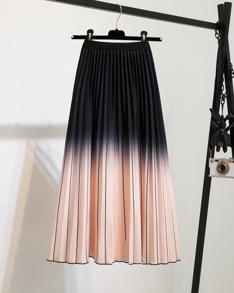 

High Waist Ombre Pleated Skirt, Style3