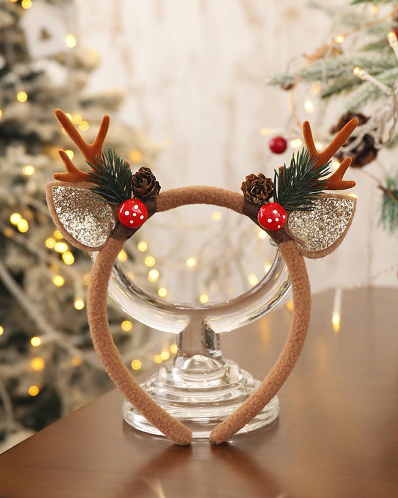 

1pc Christmas Antler Headband Hair Accessories Christmas Party Cosplay Headpiece Xmas Gift, Coffee