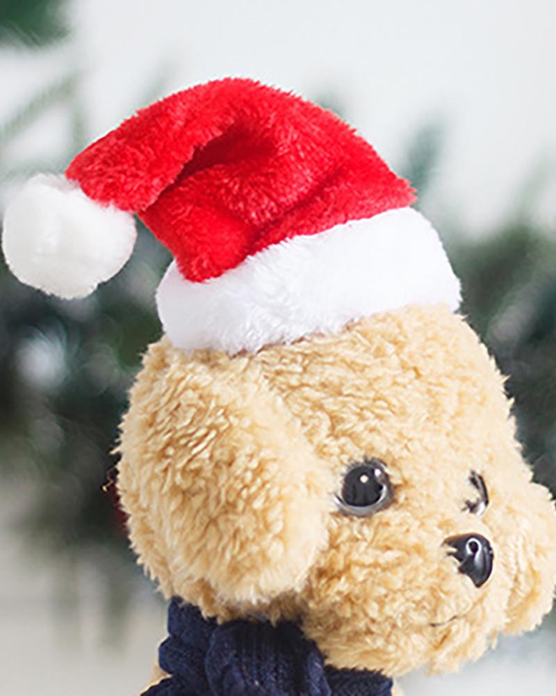 

Christmas Sequins / Plain Pom Pom Santa Hat For Pets, Style4