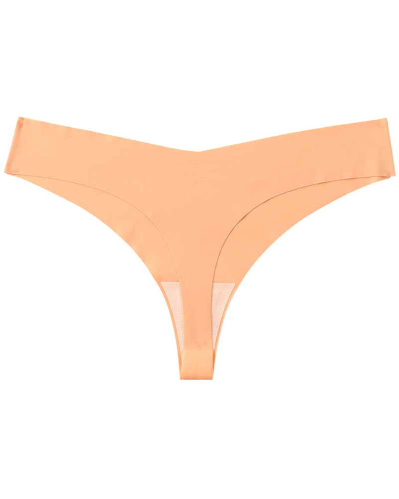 

Low Waist Skinny Solid Color Seamless Panties, Orange