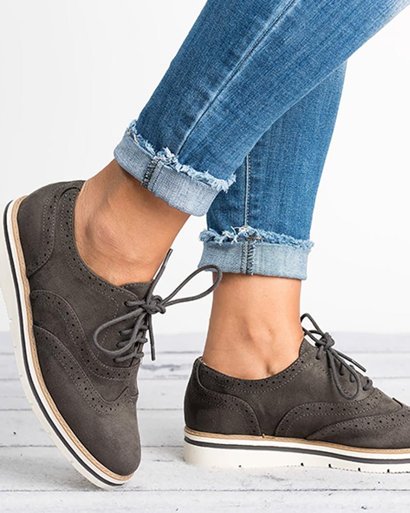 

Plain Lace-Up Oxford Shoes, Gray