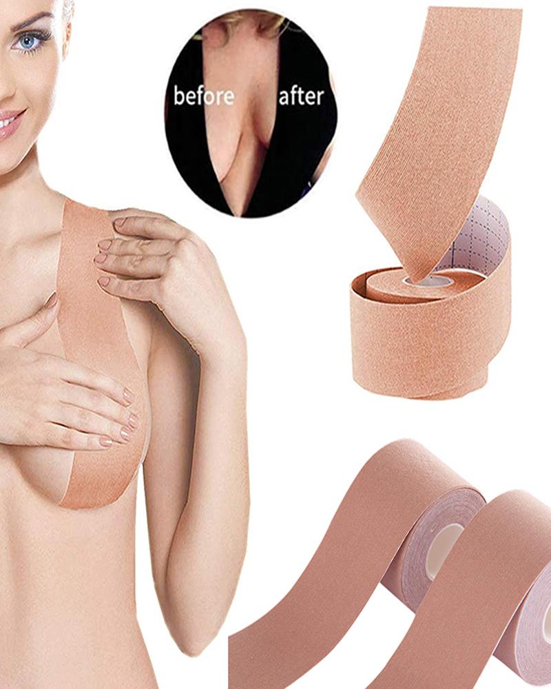 

1 Roll Comfort Sexy Seamless Bra Breast Lift Tape Body Invisible Nipple Cover Silicone Strapless Push Up Bra, Nude