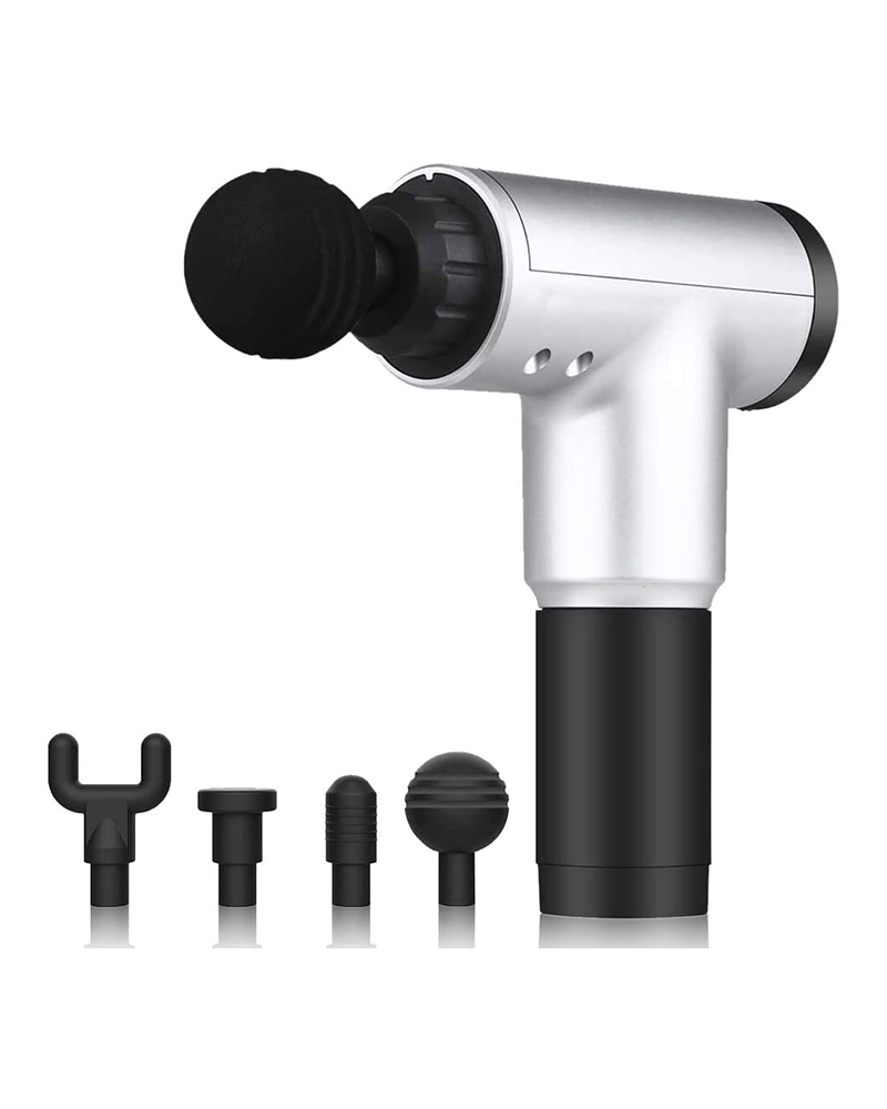 

Massage Gun Electric Muscle Massager With 4 Massage Heads, Silver