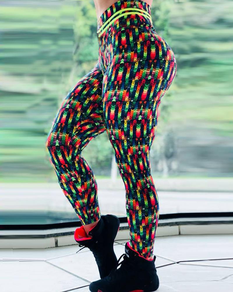 

All Over Print High Waist Skinny Yoga Pants, Style2