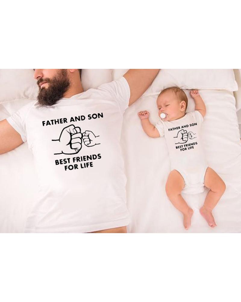 

Cartoon Letter Print Short Sleeve Parent-child Outfit T-shirt, White