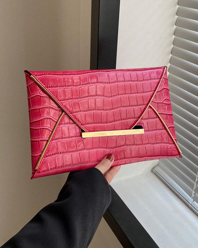 

Crocodile Envelope Clutch Bag, Pink