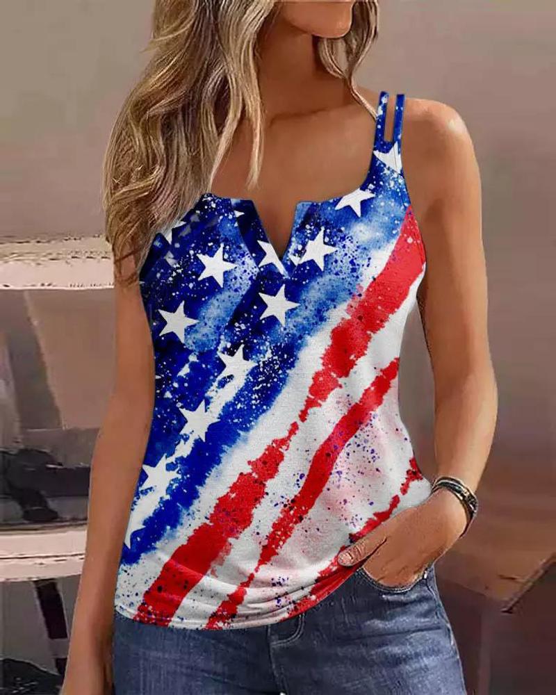 

Independence Day Flag Print Tie Dye Cami Top, Multicolor