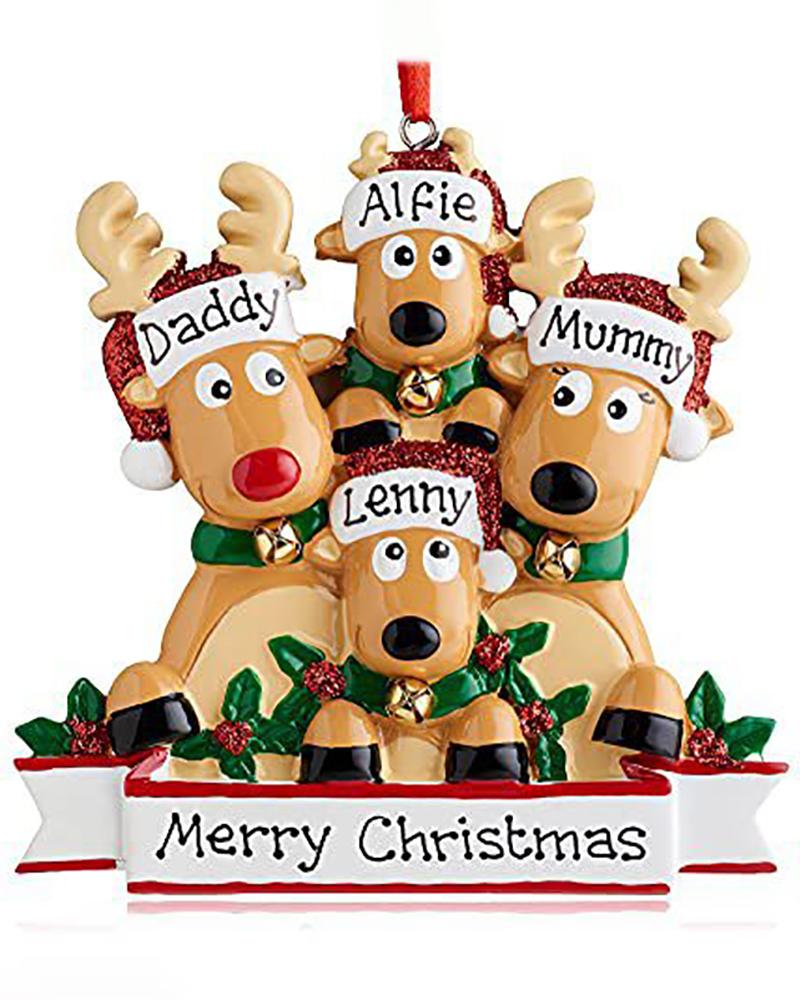 

Cute Deer Holiday Winter Gift Personalized Reindeer Family Christmas Tree Ornament, Style4