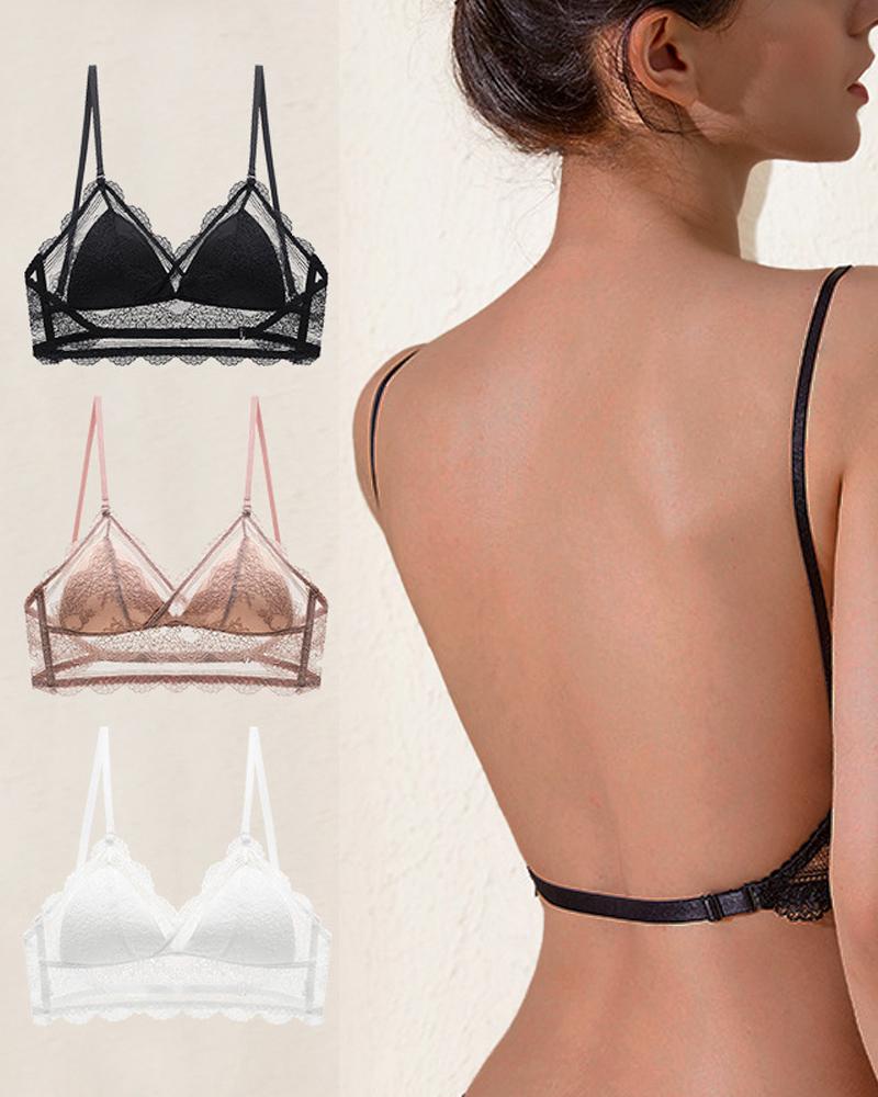 

Multi-way Wear Backless Lace Bralette, Black