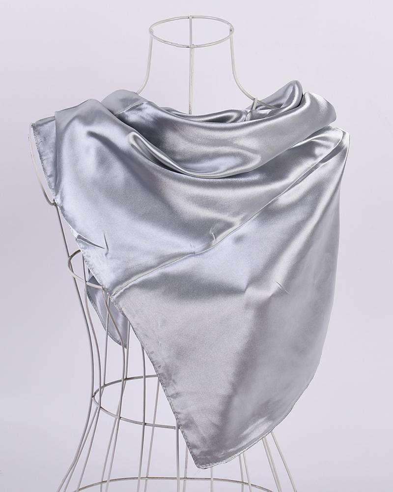 

Plain Satin Square Scarf Headband, Gray